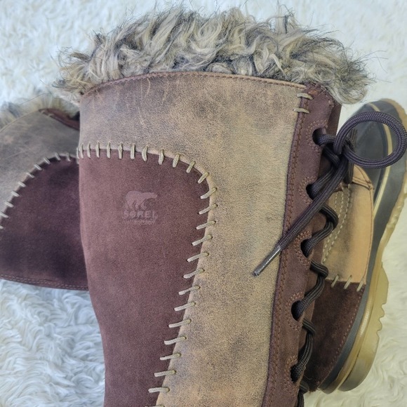 Sorel Cate the Great Brown Boots Weatherproof Lace up 7 - Picture 4 of 10